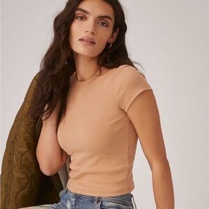 NWT Maeve Women's Short Sleeve Tan Top